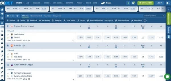 Check odds on 1xbet for Iranian players
