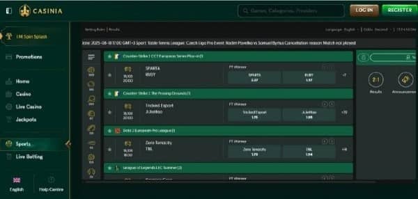 Check odds on Casinia for Iranian players