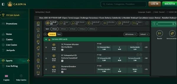 Check odds on Casinia for Iranian players