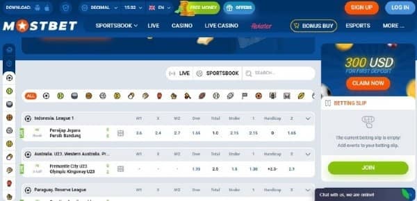 Check odds on Mostbet for Iranian players