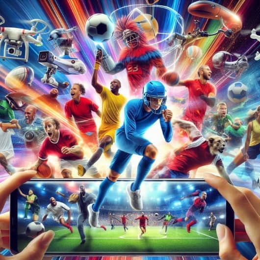 figures of athletes against the background of a phone screen