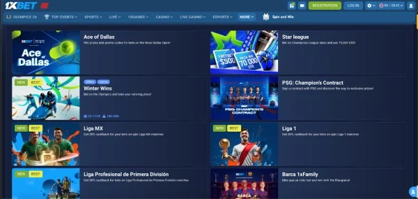 1xbet all bonuses page