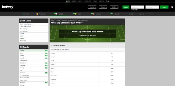 vérifier les cotes sur Betway